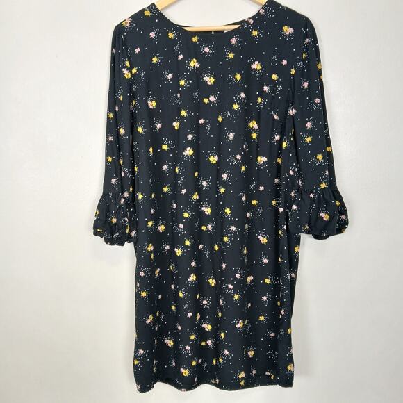 Old Navy Dress Women Medium Dark Floral Boho Cottagecore Ruffle Parisian Casual - Picture 1 of 13